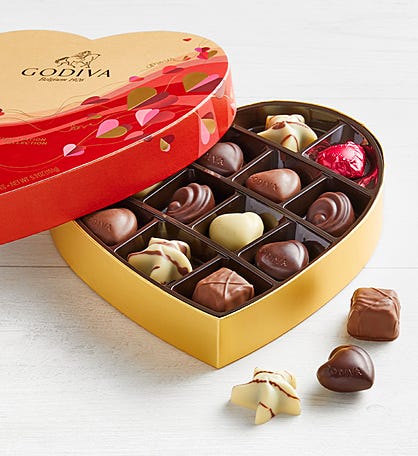 Godiva Heart Gift Box 14pc Asst Chocolates